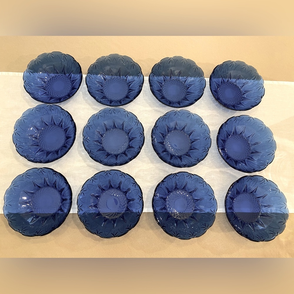 (12) NWOTs Royal (Blue) Sapphire French Bowls and Storage Bag.